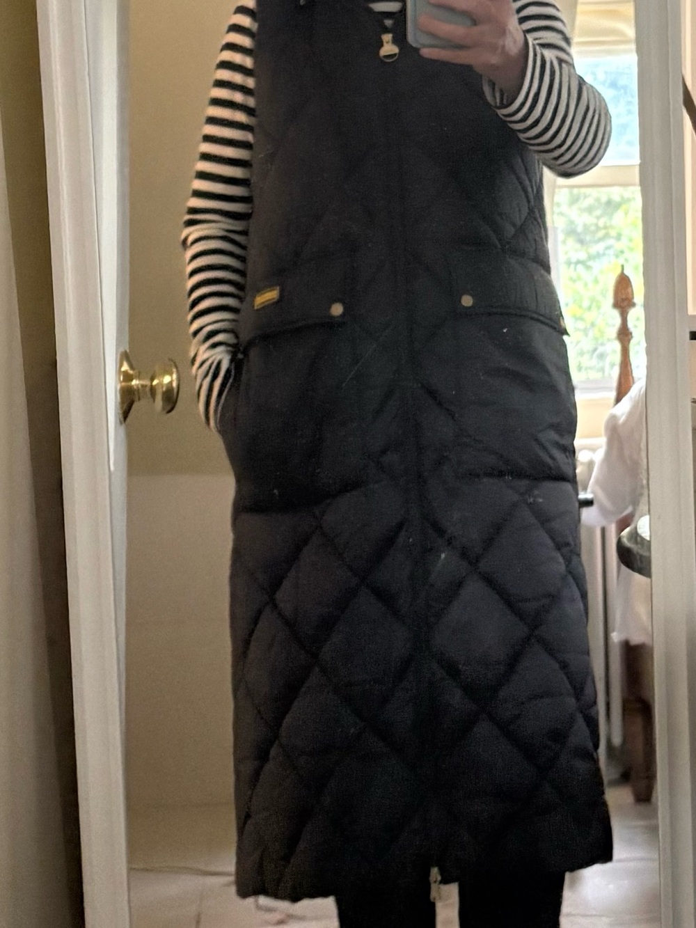 Barbour Black Long Quilted Vest